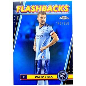 2023 Topps Chrome MLS Blue Refractor #100 David Villa Flashbacks /150 NYCFC
